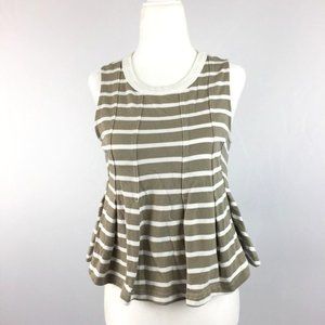 Anthropologie taupe and white tank blouse Sz XS